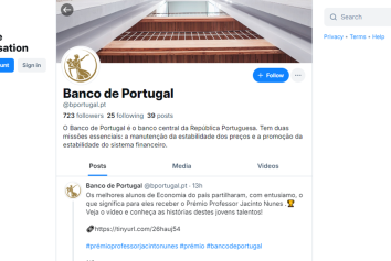 Conta do Banco de Portugal na rede Bluesky