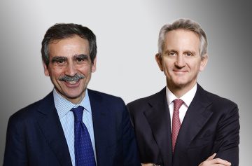 Luigi Lovagliodo, CEO Monte dei Paschi, e Alberto Nagel, CEO do Mediobanca | Fotos: Monte dei Paschi/Mediobanca