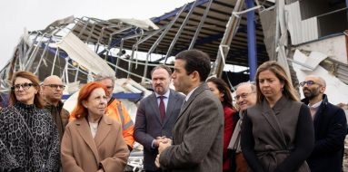 Ministra do Ambiente e Energia na Marinha Grande, acompanhada pelo Ministro da Presidência, pela Ministra da Juventude, Cultura e Desporto e pelo Comissário Europeu para a Energia e Habitação, Dan Jørgensen. | Sara Matos / MAEN