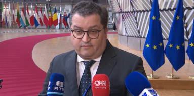 Ministro das Finanças, Miranda Sarmento, em Bruxelas