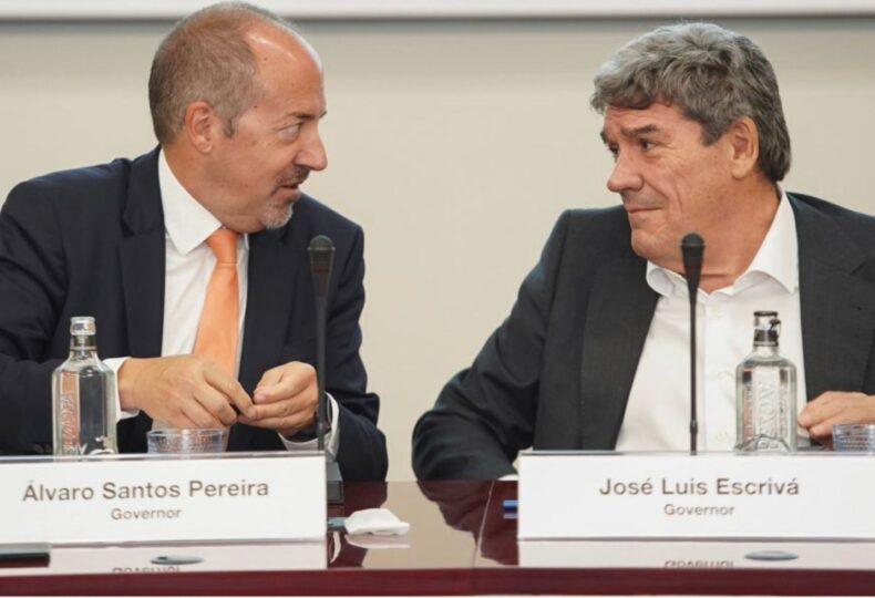 Álvaro Santos Pereira governador do Banco de Portugal e José Luis Escrivá governador do Banco de EspanhaFoto Banco de Espanha