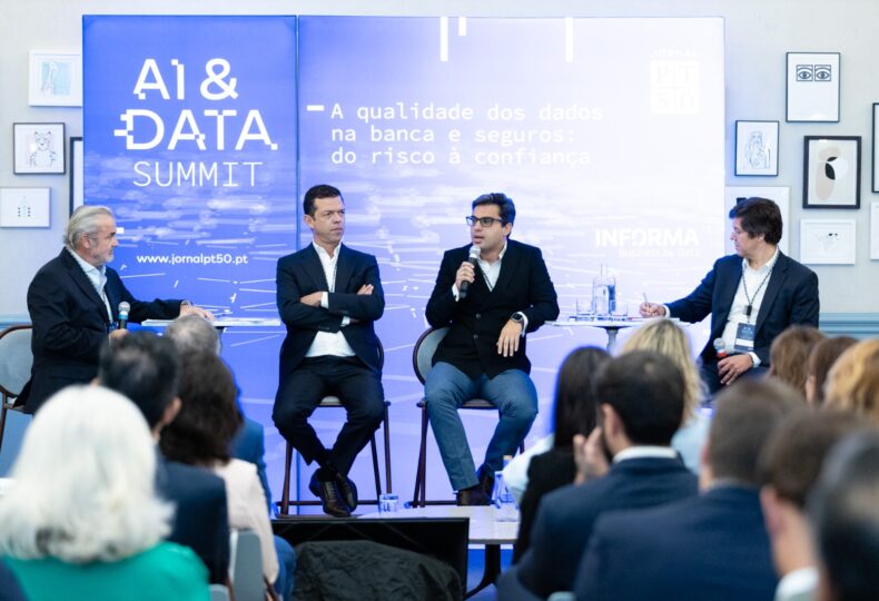 Augusto Castelo Branco diretor da Informa DB Tiago Mateus COO do Banco Português de Fomento Nuno Reis Head of Architecture  Transformation + Data  Insights do Millennium bcp e Ricardo Chaves Head of Innovation and AI do BPIFoto Melissa Dores